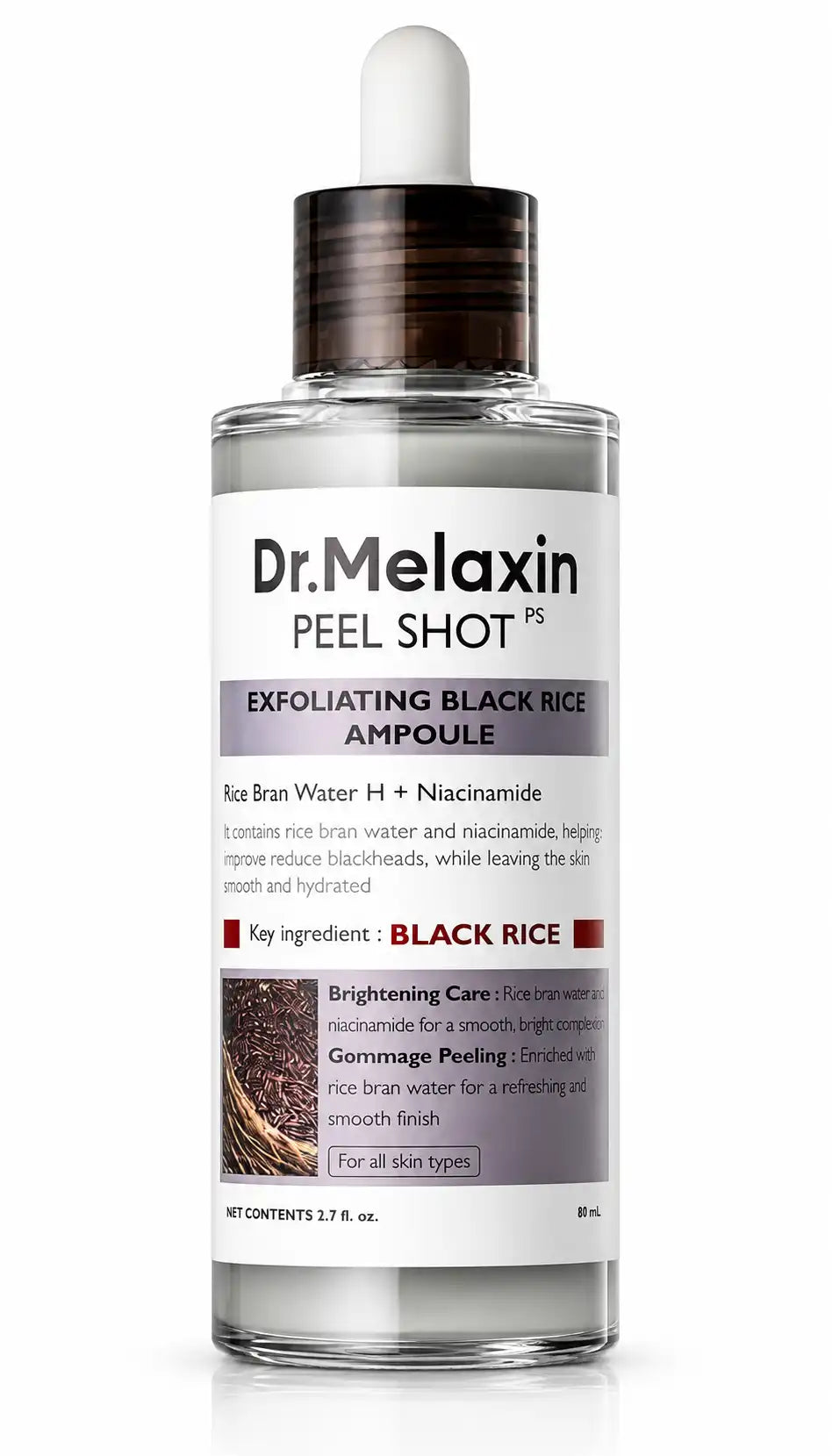 Suero Exfoliante Arroz Negro para Textura y Glow (AHA/BHA + Niacinamida) | Dr. Melaxin