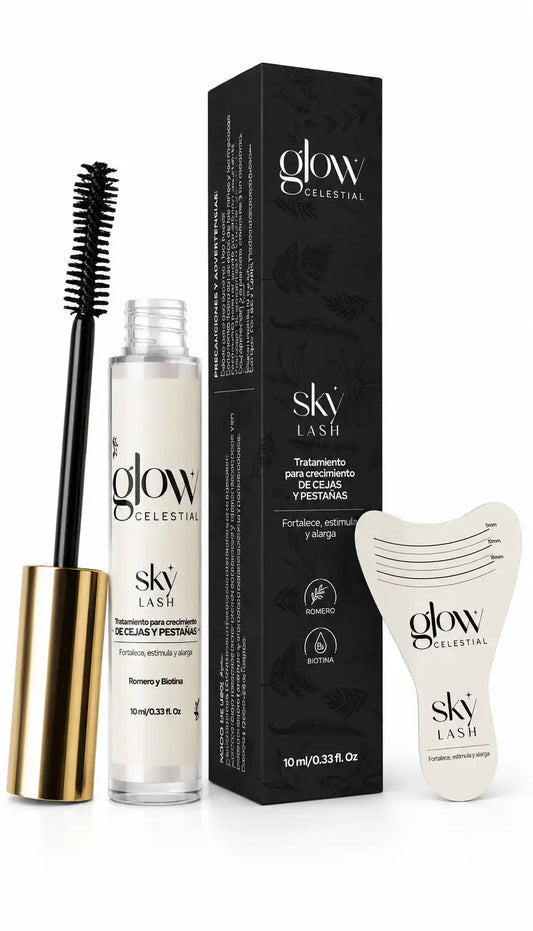 Sky Lash de Glow Celestial ayuda a fortalecer y mejorar la apariencia de pestañas y cejas